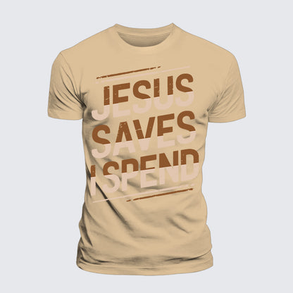 Luxe Mercerized Cotton Tee - Jesus Saves I Spend