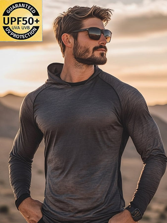 Men's Outdoor Sun Protection Cool Hooded Sun Protection Long Sleeve Top