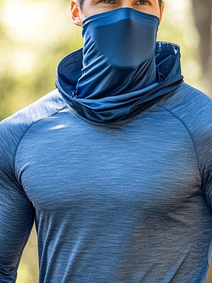 Men's Outdoor Sun Protection Breathable Cool Mask Hooded Sun Protection Long-Sleeved Top