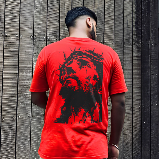 Red - Black Crown Of Thorns Printed Men's T-shirt