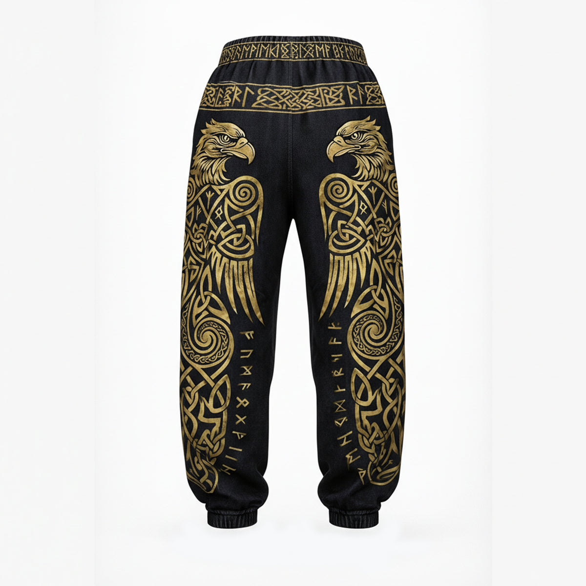 Men's Viking Retro Golden Rune Raven Celtic Totem Nordic Pants