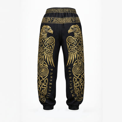 Men's Viking Retro Golden Rune Raven Celtic Totem Nordic Pants