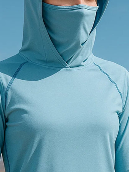 Women's Outdoor Sun Protection Breathable Cool Mask Hooded Sun Protection Long-Sleeved Top