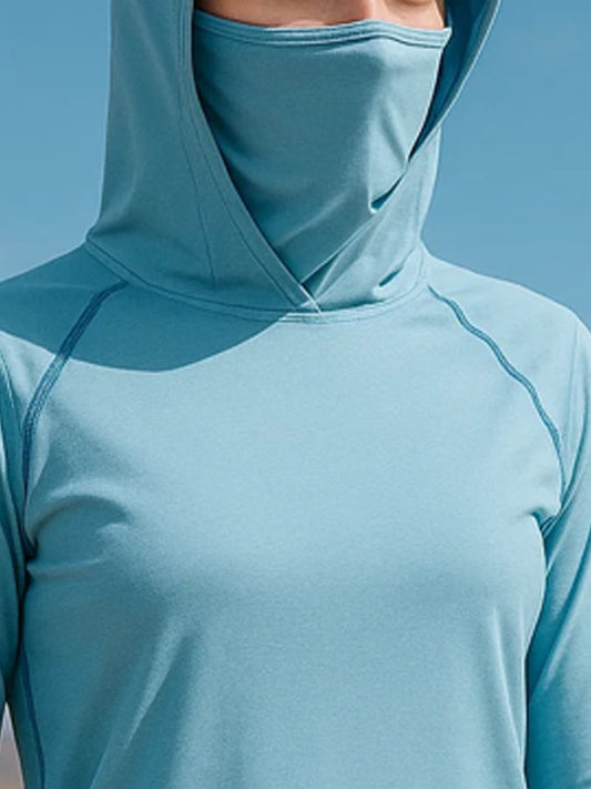 Women's Outdoor Sun Protection Breathable Cool Mask Hooded Sun Protection Long-Sleeved Top