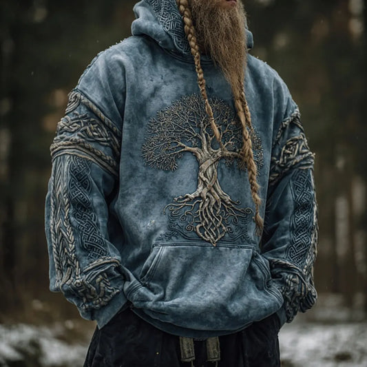 Nordic Viking Golden Vegvísir Tree Of Life Casual Long-Sleeve Hoodie