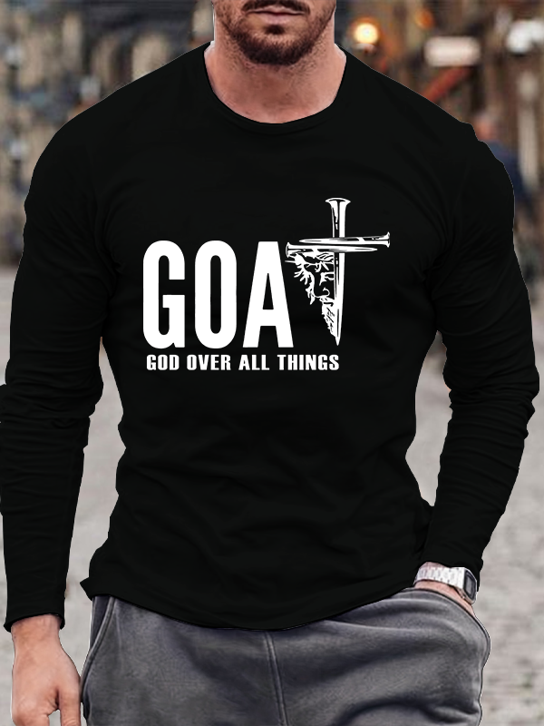 Goat God Over All Things Christian Cotton Long Sleeve T-Shirt