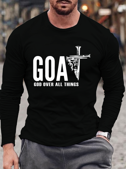 Goat God Over All Things Christian Cotton Long Sleeve T-Shirt