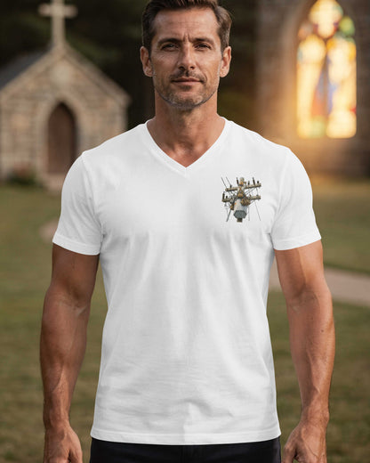This Lineman Fixes What Storms Break With The Strength God Gives V-neck