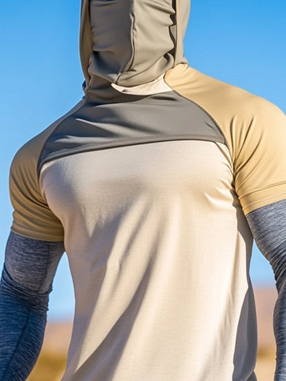 Men's Outdoor Sun Protection Breathable Cool Mask Hooded Sun Protection Long-Sleeved Top