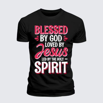 Luxe Mercerized Cotton Tee - Blessed By God Loved By Jesus Led By The Holy Spirit