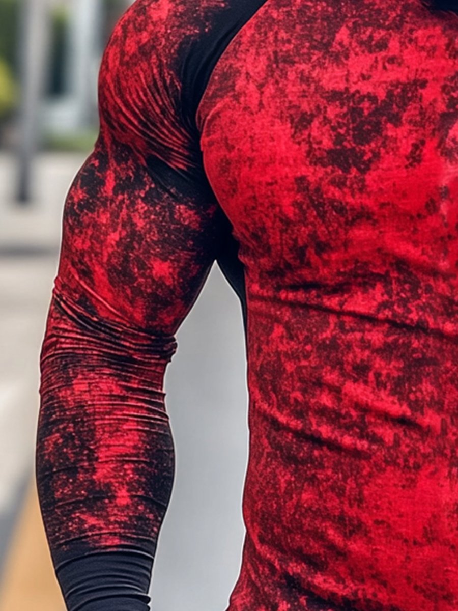 Men's Outdoor Sun Protection Breathable Cool Mask American Flag Print Hooded Sun Protection Long Sleeve Top