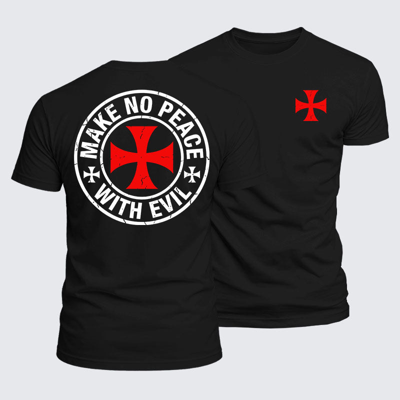 Luxe Mercerized Cotton Tee - Make No Peace with Evil Knight Templar Cross