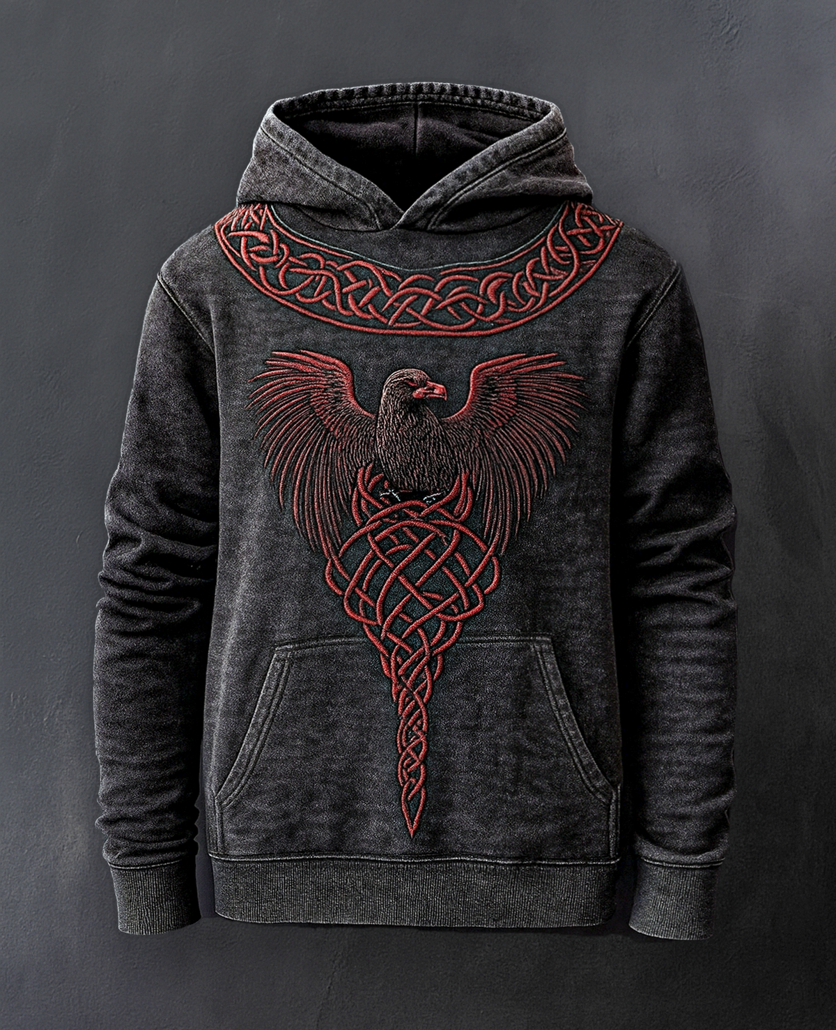 Men's Viking Style Eagle Retro Celtic Totem Long-Sleeve Hoodie
