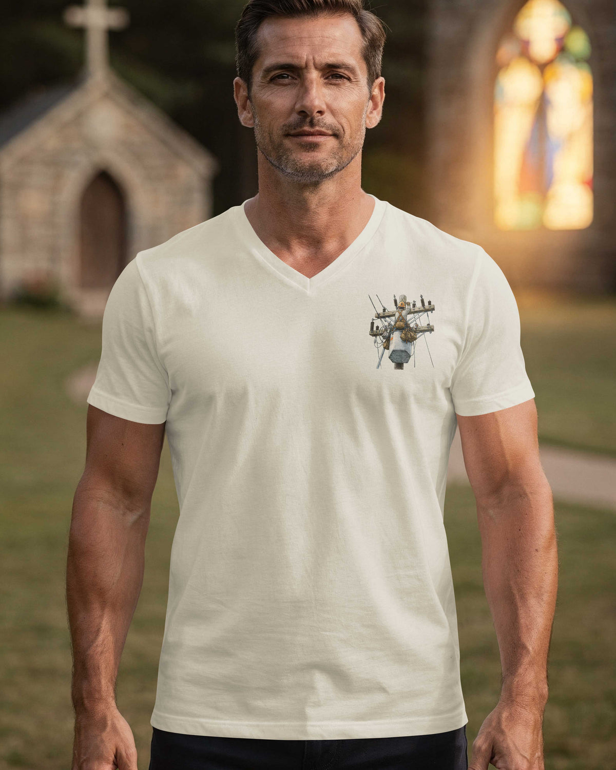 This Lineman Fixes What Storms Break With The Strength God Gives V-neck