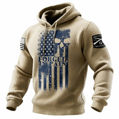 Viking skull American street casual waffle knit hoodie