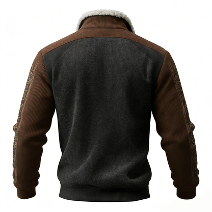 Nordic Viking Style Retro Vegvísir Fleece Collar Casual Long-Sleeve Sweatshirt