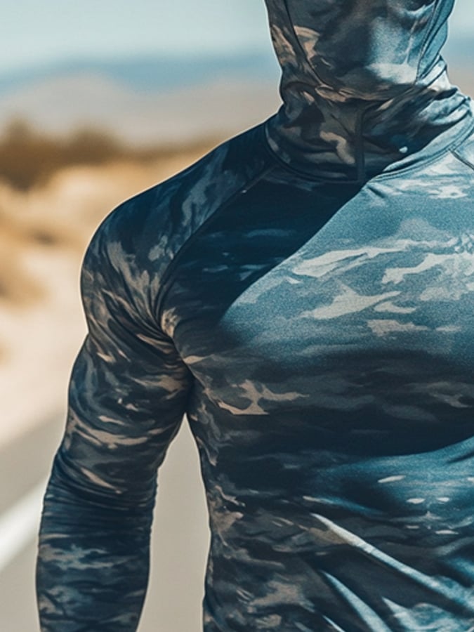 Men's Outdoor Sun Protection Breathable Cool Hooded Sun Protection Long Sleeve Top