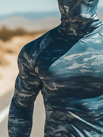 Men's Outdoor Sun Protection Breathable Cool Hooded Sun Protection Long Sleeve Top