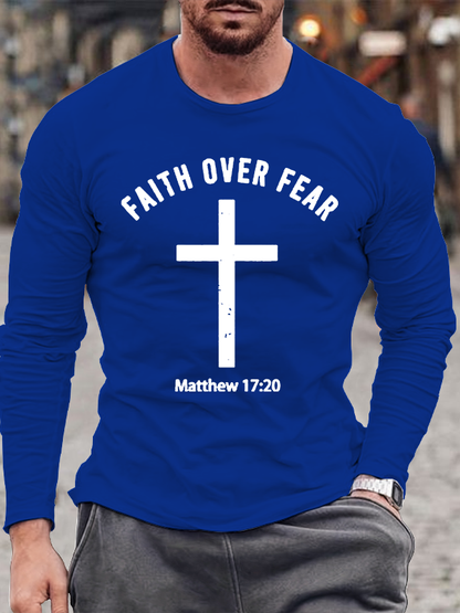 Faith Over Fear Jesus God Christian Cotton Long Sleeve T-Shirt