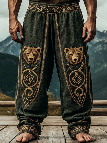 Men's Viking Nordic Celtic Knot Bear Pattern Pants