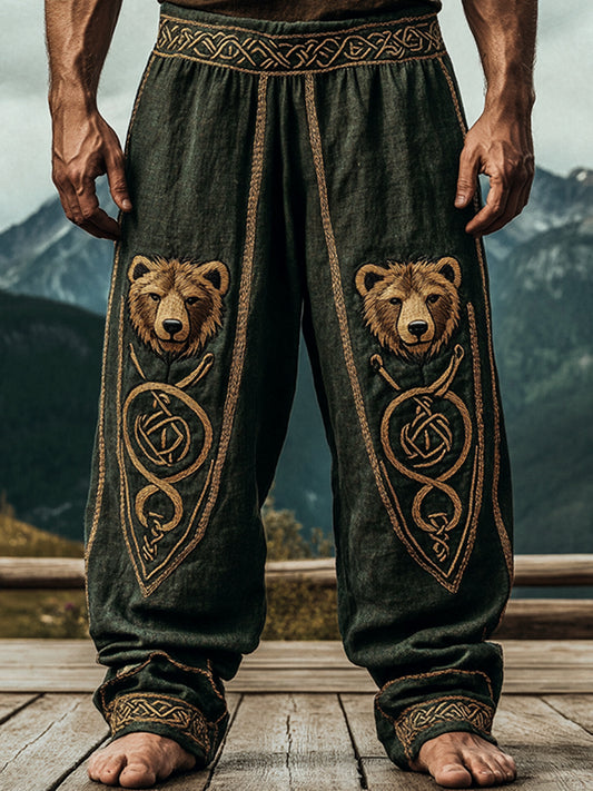 Men's Viking Nordic Celtic Knot Bear Pattern Pants