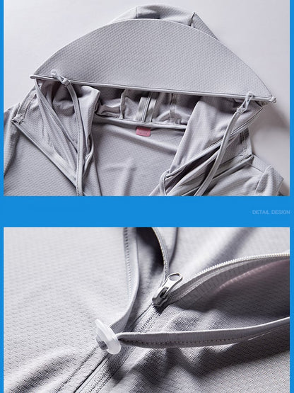 Men's Outdoor Sun Protection Breathable Cool Mask Hooded Sun Protection Long Sleeve Zipper Jacket