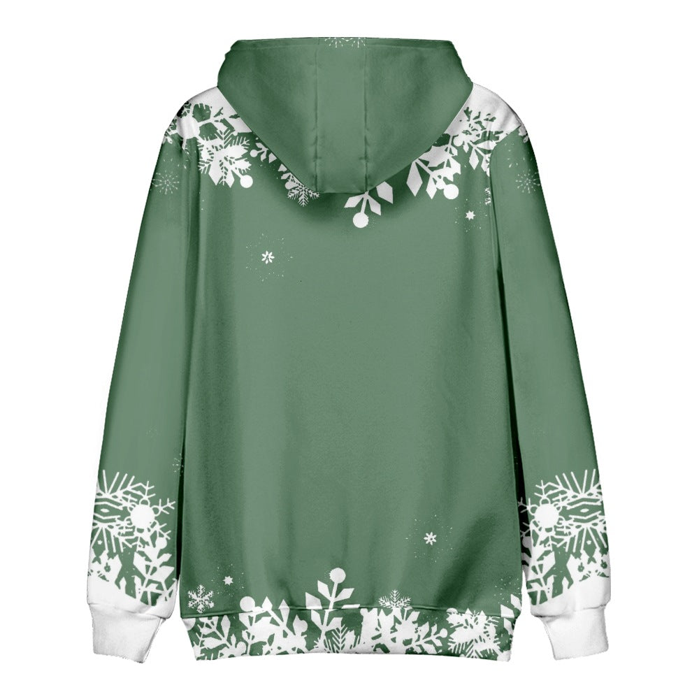 Men's Christmas Snowman Print Casual Pocket Hooded Sweatshirt