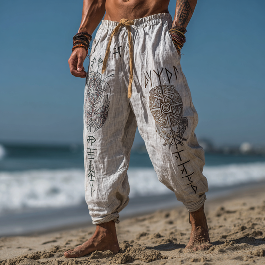 Men's Viking Mystical Runes Celtic Totem Summer Casual Pants