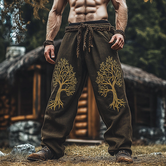 Men's Viking Mythical Vintage Graphics Tree Of Life Sweatpants