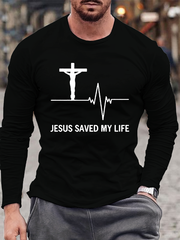 Jesus Save My Life Christian Cotton Long Sleeve T-Shirt