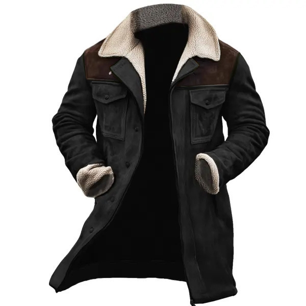 Men's Casual Fleece Lapel Retro Coat Jacket