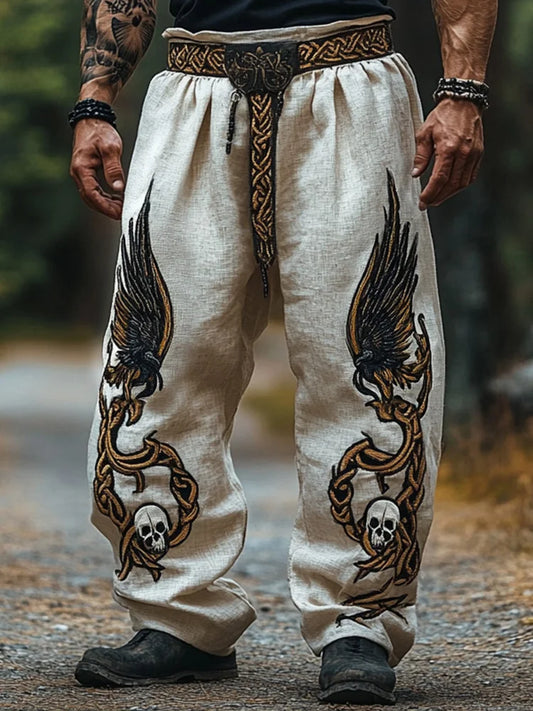 Men's Viking Celtic Tribal Raven Knot Pattern Pants