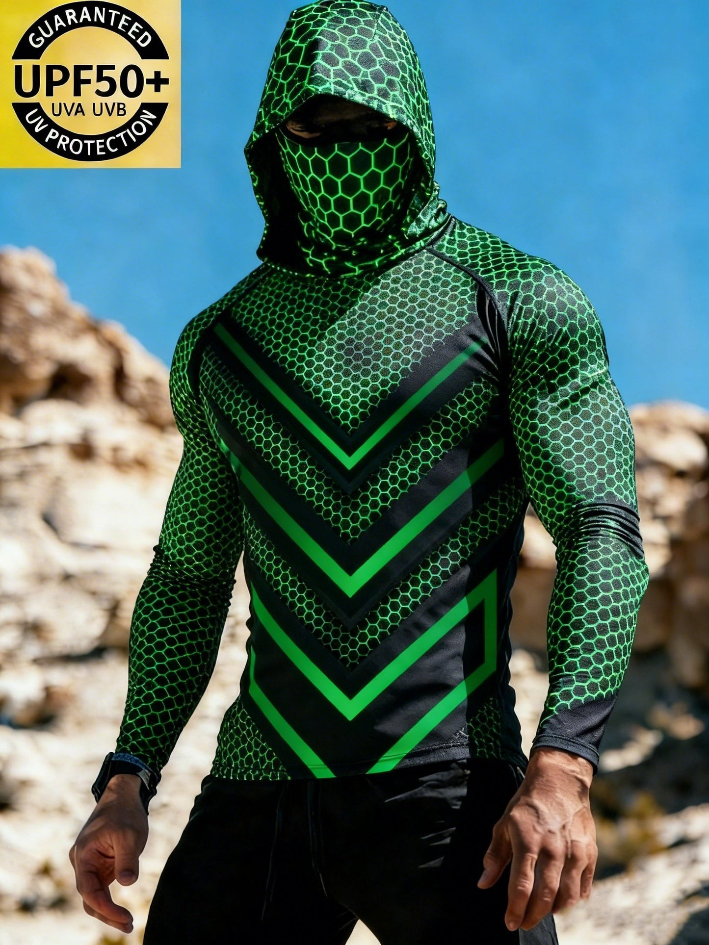 Men's Mechanical Lines Sun Protection Print Top