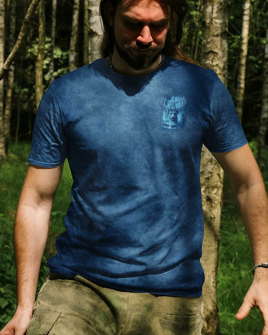 I've Got Hunting In My Veins And Jesus In My Heart Blue T-Shirt