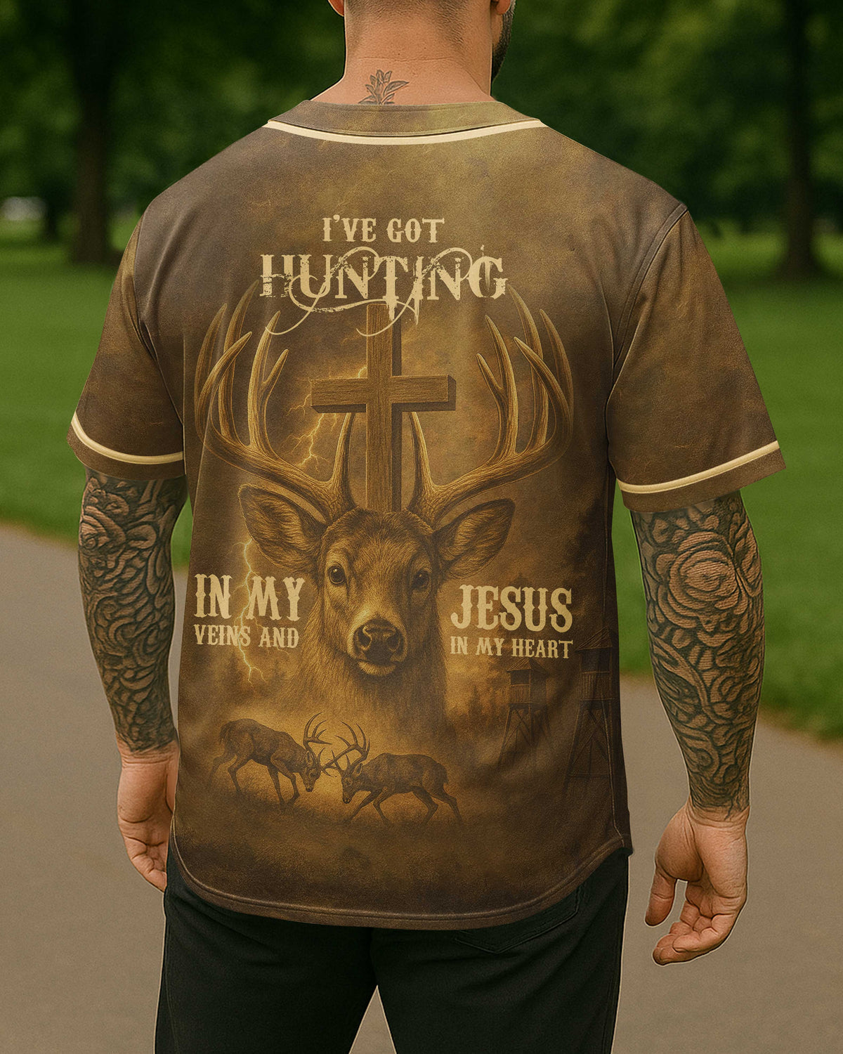I've Got Hunting In My Veins And Jesus In My Heart All Over Print T-Shirt