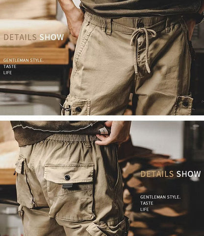 Men's Loose Fit Cargo Pants with Zip and Snap Fly