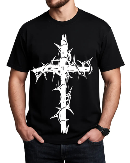 Cross Print Drop Shoulder Tee – Christian Streetwear Pullover