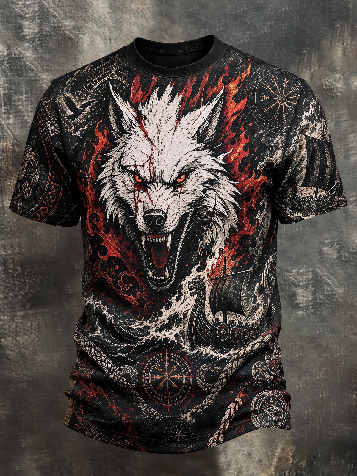 Men's Vintage Viking-Print T-Shirt