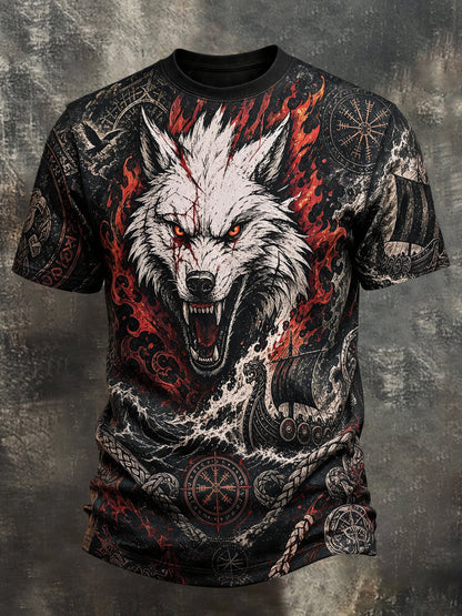 Men's Vintage Viking-Print T-Shirt