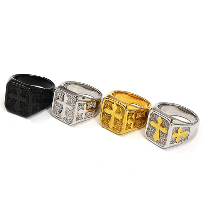 Retro-style Cross Ring