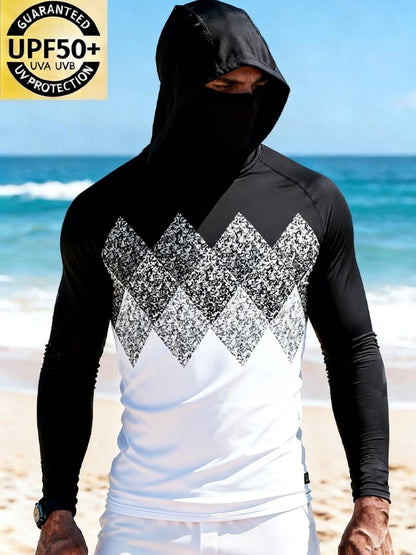 Men's Outdoor Sun Protection Breathable Cool Hooded Sun Protection Long-Sleeved Top
