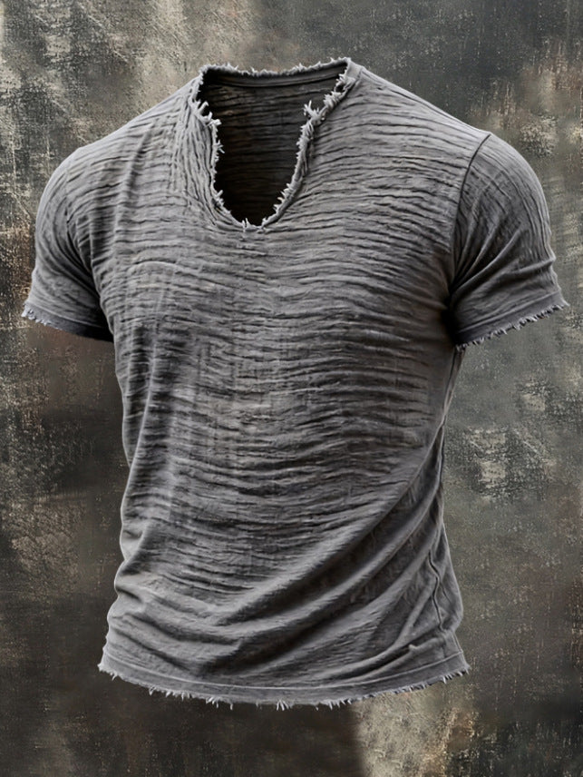 Men's Vintage Frayed V-Neck T-Shirt