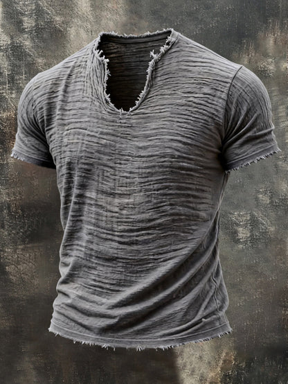Men's Vintage Frayed V-Neck T-Shirt