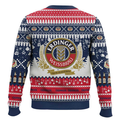 Unisex Vintage German Drinking Print Crew Neck Ugly Christmas Sweatshirt