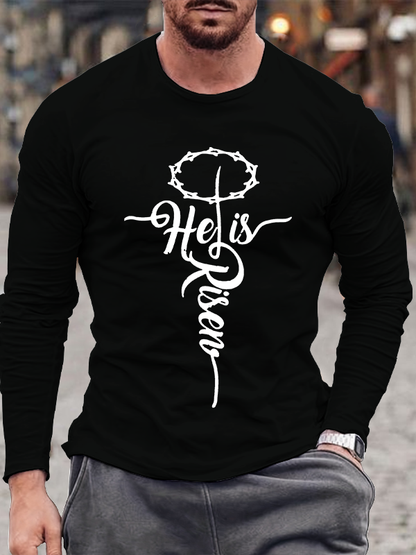 He Is Risen Christian Cotton Long Sleeve T-Shirt