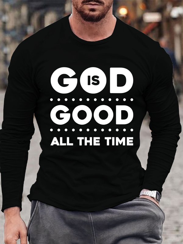 God Is Good Christian Cotton Long Sleeve T-Shirt