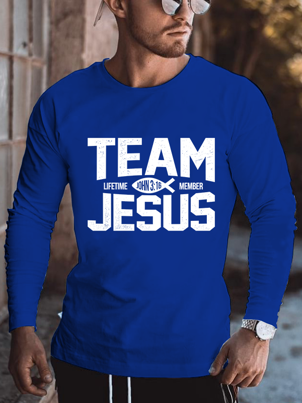 Team Jesus Lifetime Member John 3:16 Cotton Long Sleeve T-Shirt