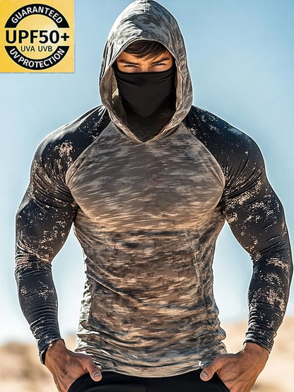 Men's Outdoor Sun Protection Breathable Cool Hooded Sun Protection Long Sleeve Top