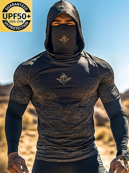 Men's Outdoor Sun Protection Breathable Cool Mask Hooded Sun Protection Long-Sleeved Top