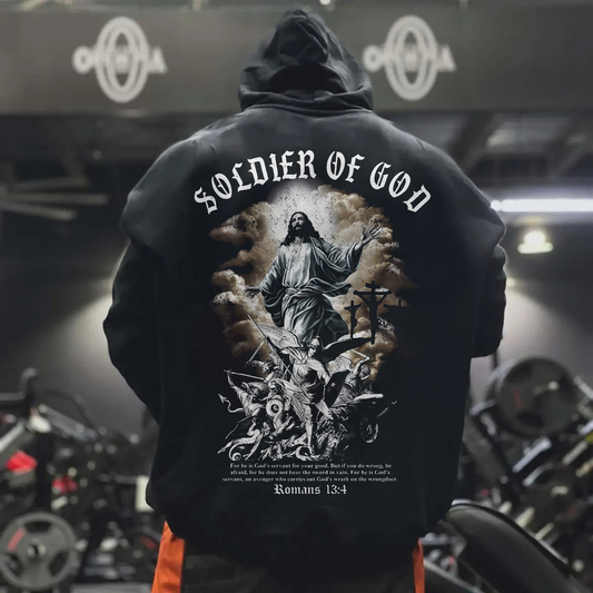 Soldier Of God Printed Men's Hoodie